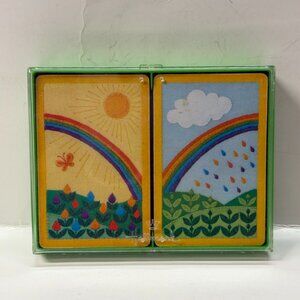 Vintage Hallmark Double Deck Rainbow Flowers Playing Cards
